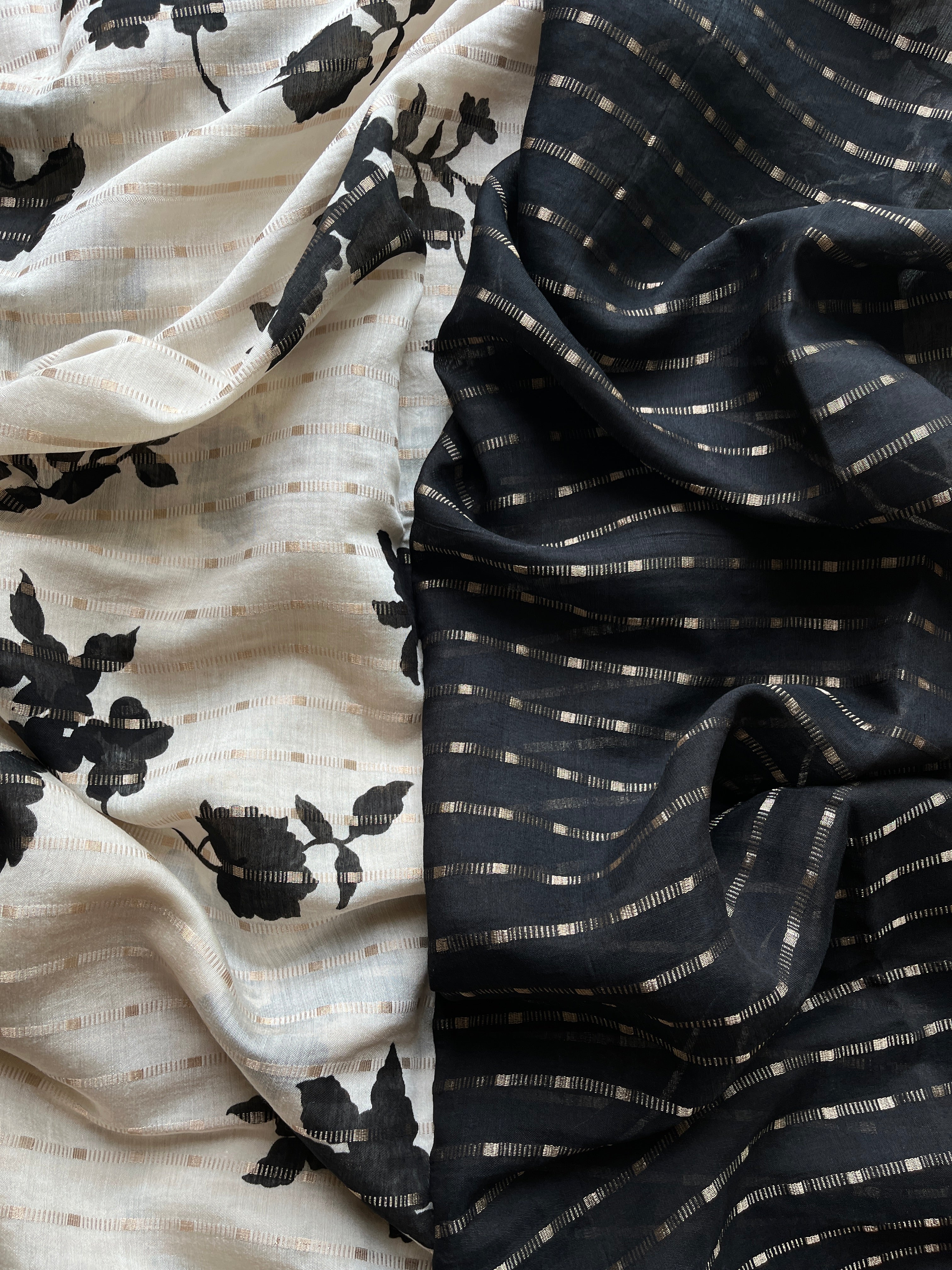 White Dola Nylon Silk Saree